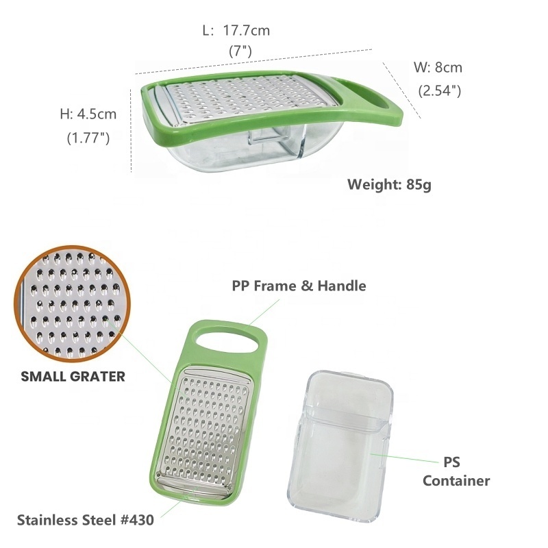 Handy Housewares Mini Grater with Container Mini Cheese and Garlic Grater Shredder with Storage Container