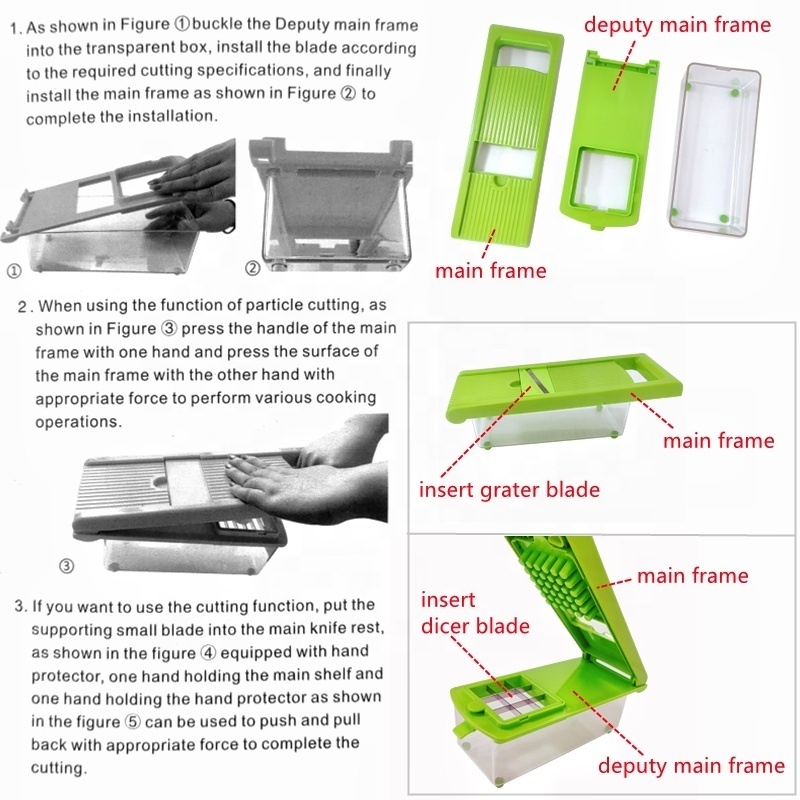 All-in-1 Vegetable & Cheese Grater 10pcs Multi Blades Veggie Chopper Cutter Dicer Mandoline Slicer