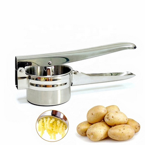 Heavy Duty Stainless Steel Potato Masher and Ricer with 3 Interchangeable Strainer (Fine, Medium, Coarse),Large Potato Ricer