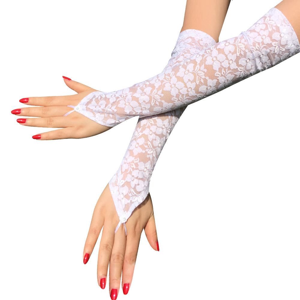 Fashion classic Long lace gloves sexy hook finger gloves stage show dress up hand sleeve wedding gloves wedding accessories