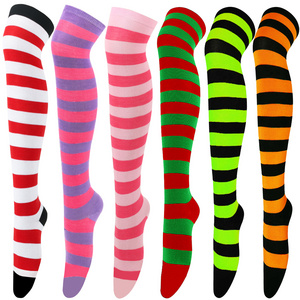 European and American stockings women's Japanese striped over knee  thigh socks COSPLAY anime women's socks Christmas socks