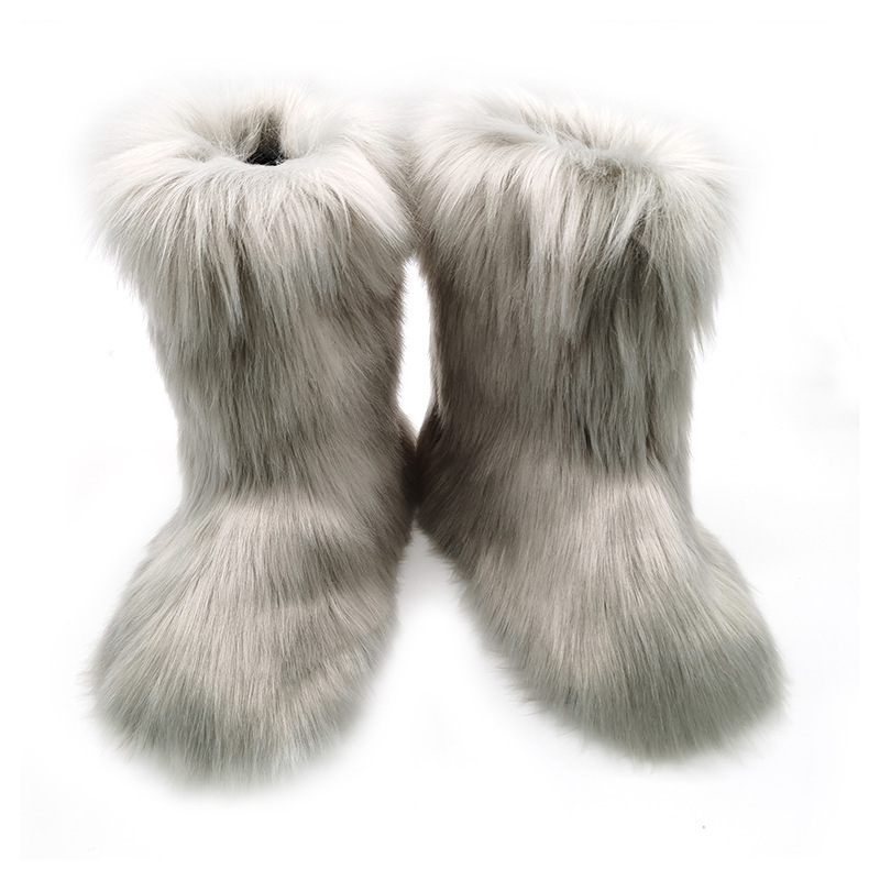 The Factory Sells New Winter Women Boots Outdoor Warm Non-Slip Boots Furry Mid-Tube Female Fur Snow Boots