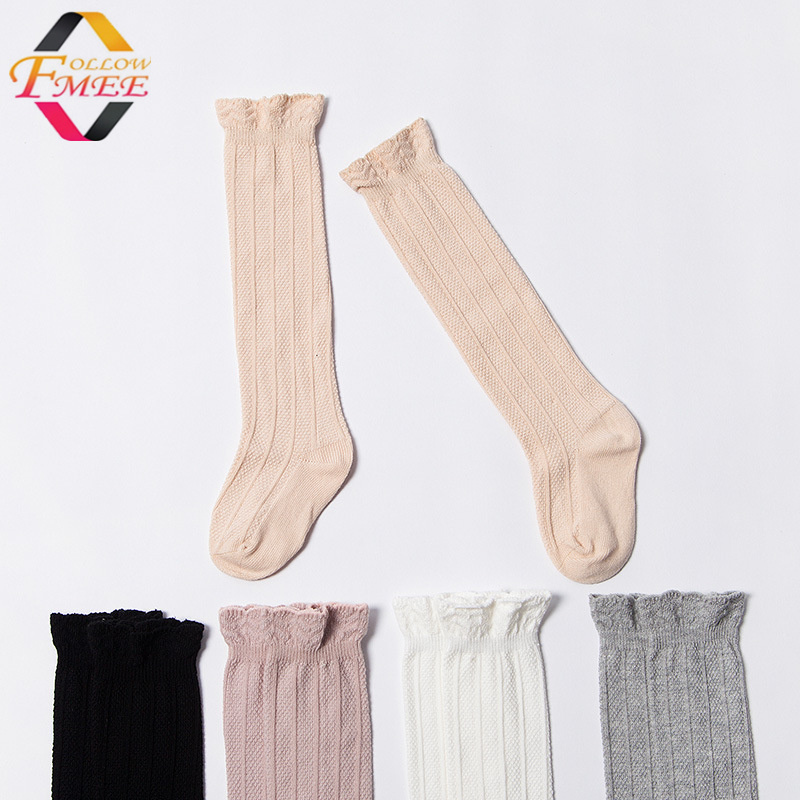 2024 Wholesale Children white cotton  Socks Toddlers Baby Girls Boys Knee High Socks With Lace