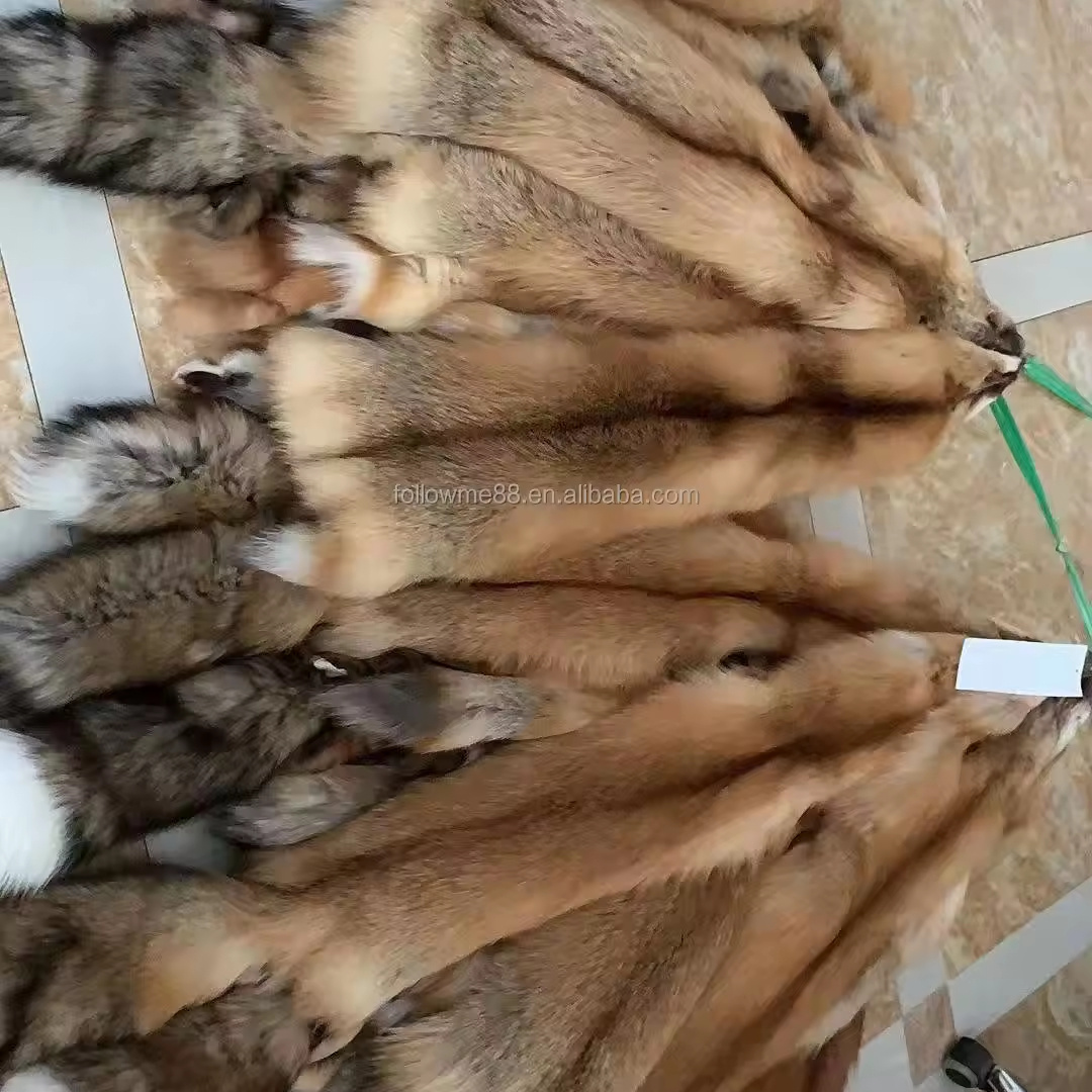 100% Real Blue Fox Fur Skin Red Fox Fur Pelt For Garment Collar