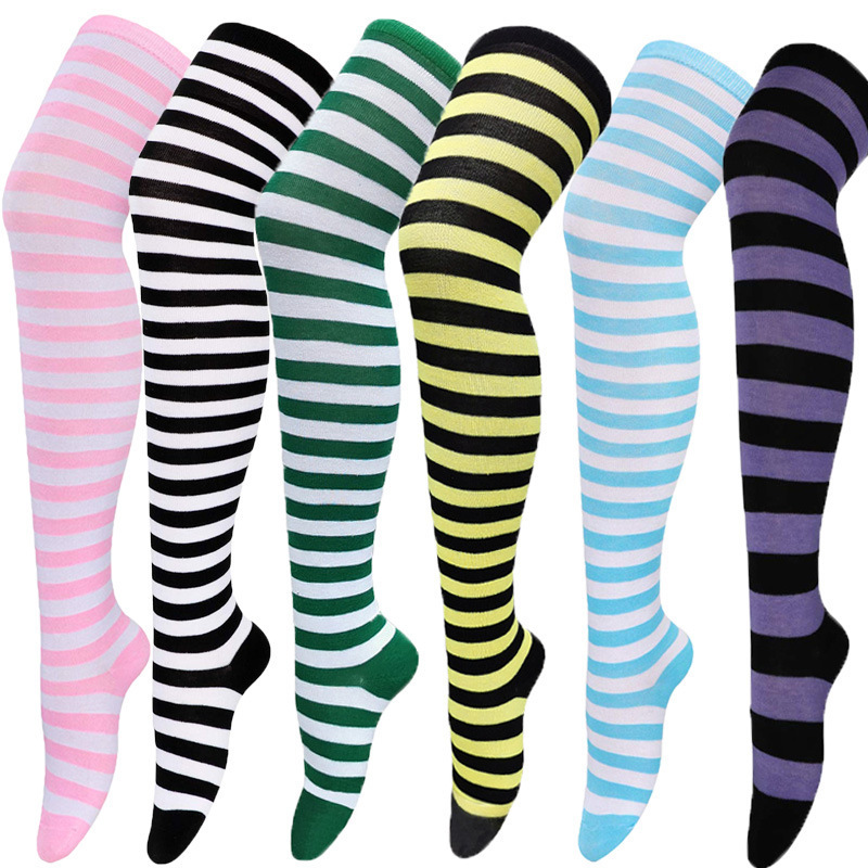 European and American stockings women's Japanese striped over knee  thigh socks COSPLAY anime women's socks Christmas socks