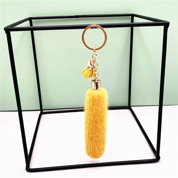 Creative Christmas gift  Faux mink fur Tail  Key Chain pom pom  Keyring For Women Bag Car Decor Gifts