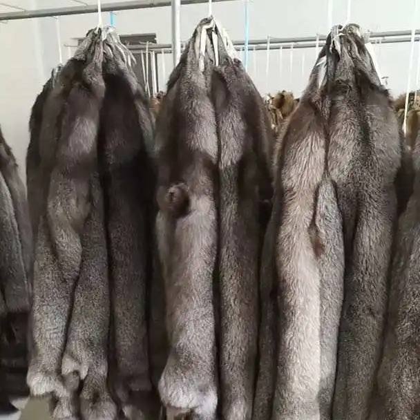 Wholesale High quality fluffy real raccoon skin fox fur pelt real natural silver fox fur skin for sale