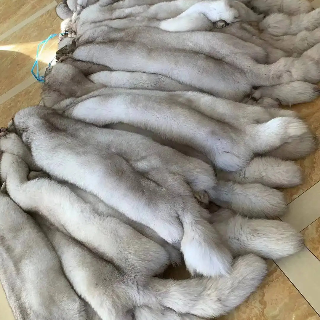 Factory Wholesale cheap price white fox skin pelts real natural sliver fox fur skin genuine Blue fox fur hide