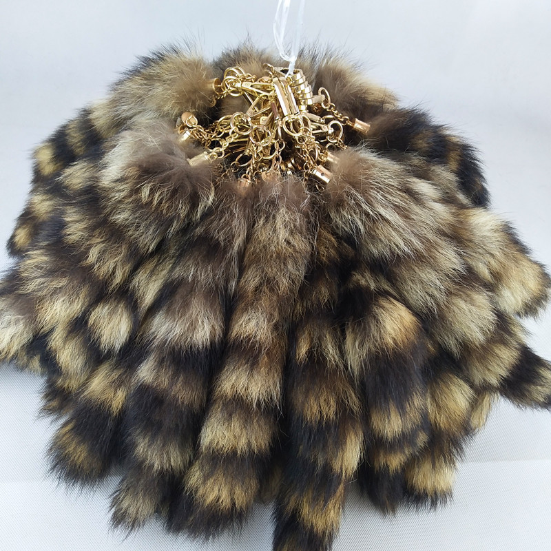 Manufacturers wholesale American raccoon tail pendant big fox tail accessories car bag pendant key ring