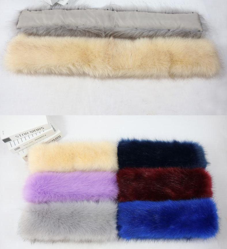 2024 Custom Men Women Winter Warm Faux Fox Raccoon Fur Collar Stole Long Scarf Shawl