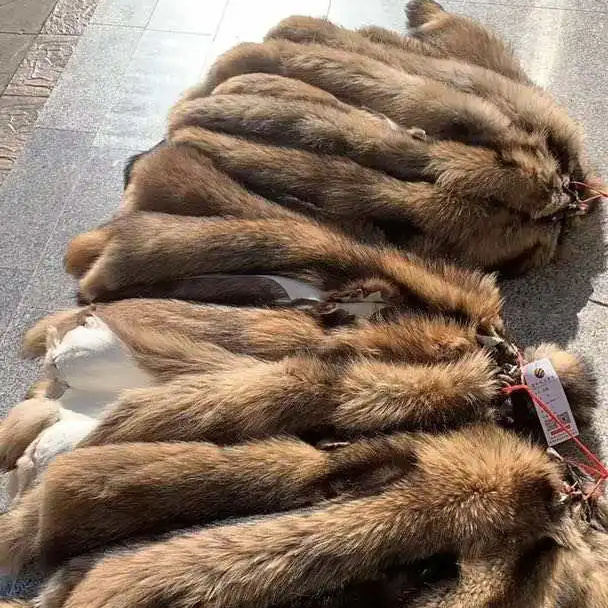 Wholesale High Quality Big Size Fluffy Large Natural Animal Pelt Real Red Fox Fur Skins Real Raccoon Skins