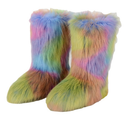 The Factory Sells New Winter Women Boots Outdoor Warm Non-Slip Boots Furry Mid-Tube Female Fur Snow Boots