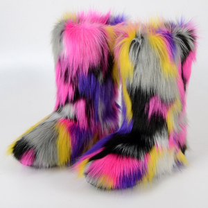 2022 Christmas gift Winter Solid Color Women Boot Covers Warm Furry Faux Fur Leg Warmers Fur long socks Popular