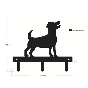 Hound Dog Shaped Design 3 Hook Display Rack Metal Wall Mounted Hanging Medal Display Rack Key Rack