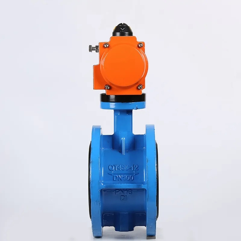 DN100 4 inch PN16 EPDM Rubber Seat Double Flange Type Ductile Iron Single Acting Air Actuator Butterfly Valve