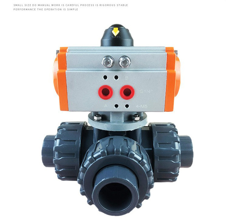 40mm 50mm 63mm Pneumatic Actuator PVC Ball Valve Double Union Air Control 3 Way Ball Valve