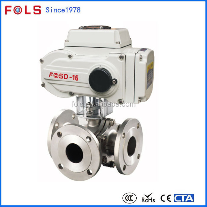 electric 220V flange end 3 way motorized 4 inch ball valve