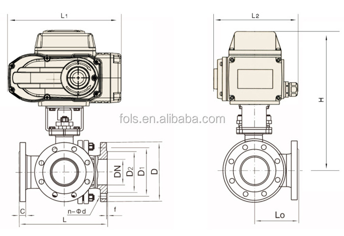 electric 220V flange end 3 way motorized 4 inch ball valve