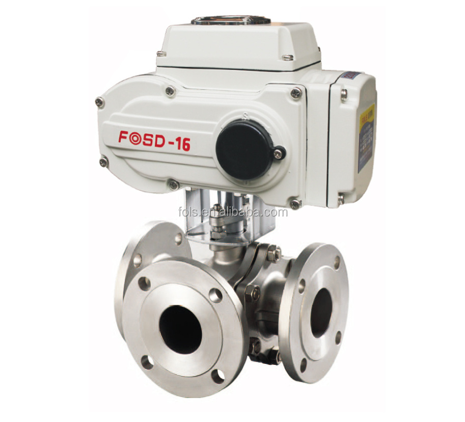 electric 220V flange end 3 way motorized 4 inch ball valve