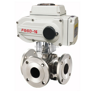 electric 220V flange end 3 way motorized 4 inch ball valve