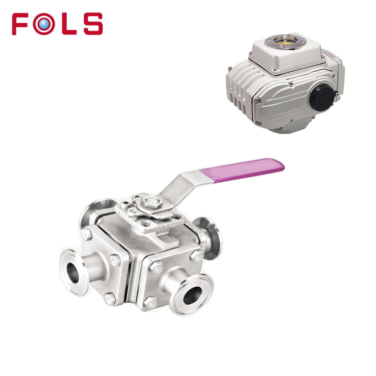 Wenzhou supplier ASTM stainless steel ball valve 1 4 3 way with Blue handle