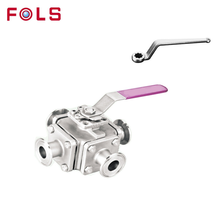 Wenzhou supplier ASTM stainless steel ball valve 1 4 3 way with Blue handle