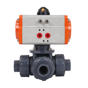 40mm 50mm 63mm Pneumatic Actuator PVC Ball Valve Double Union Air Control 3 Way Ball Valve