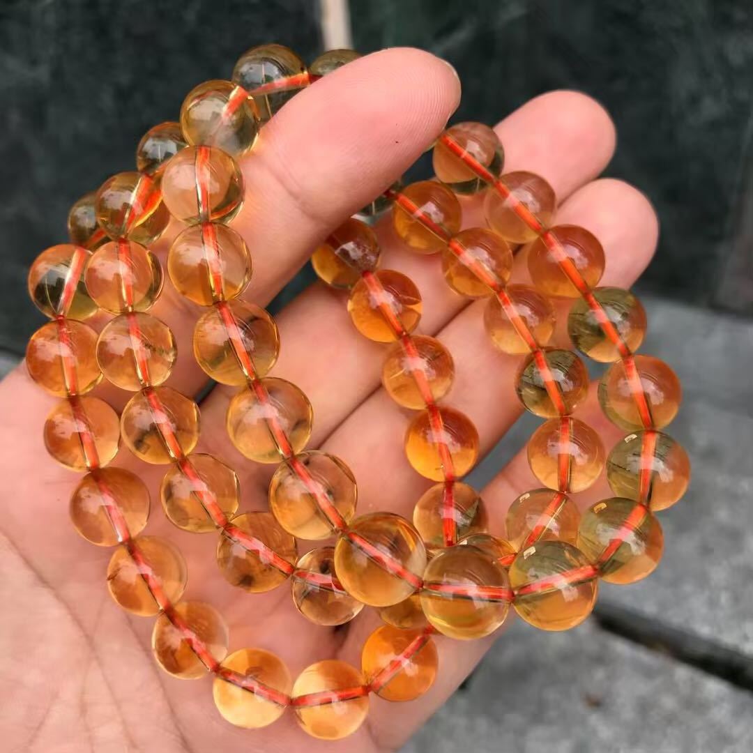 10mm nice round natural citrine stretch beaded gemstone bracelet