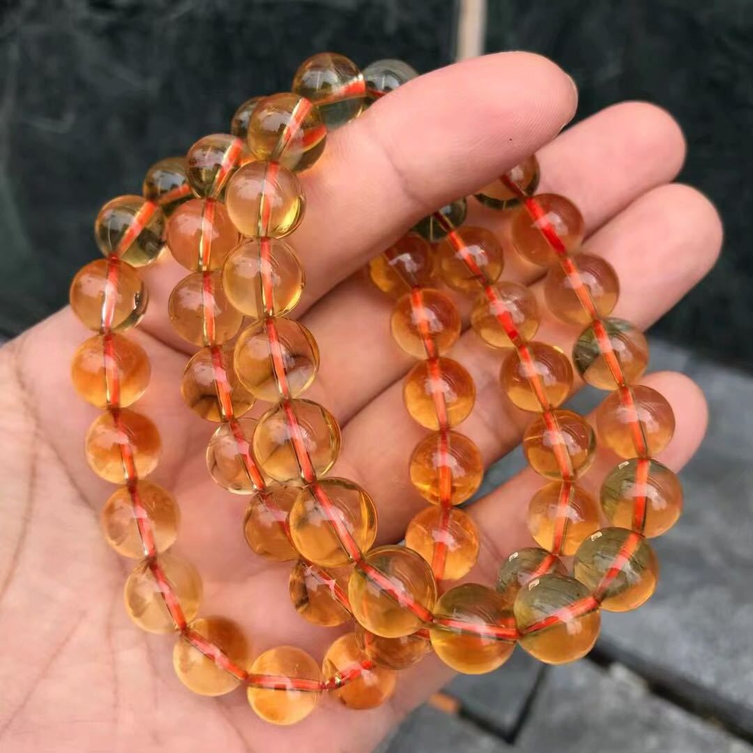 10mm nice round natural citrine stretch beaded gemstone bracelet