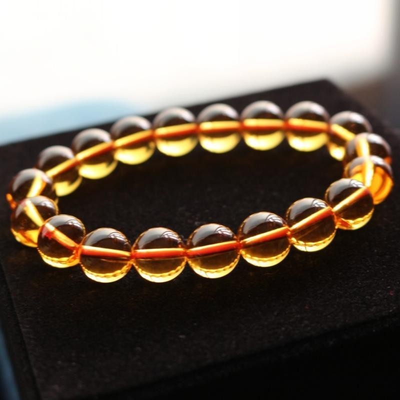 10mm nice round natural citrine stretch beaded gemstone bracelet