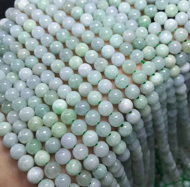 8mm round natural AB grade Burma jade loose gemstone beads