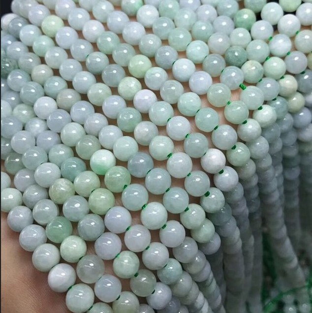 8mm round natural AB grade Burma jade loose gemstone beads