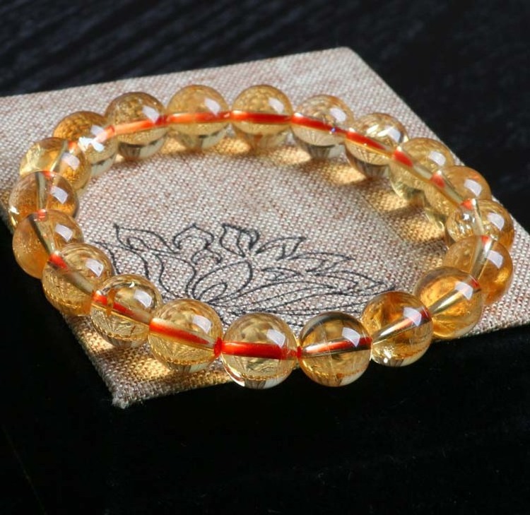 10mm nice round natural citrine stretch beaded gemstone bracelet