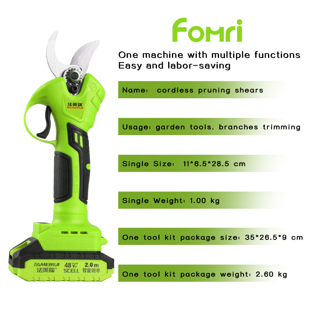 FMR-48 48V Cordless Pruner Electric Pruning Lithium-ion Battery High Efficiency Fruit Tree Bonsai Pruning Branch Cutting Machine