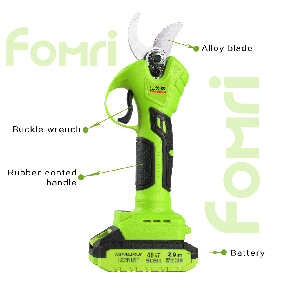 FMR-48 48V Cordless Pruner Electric Pruning Lithium-ion Battery High Efficiency Fruit Tree Bonsai Pruning Branch Cutting Machine