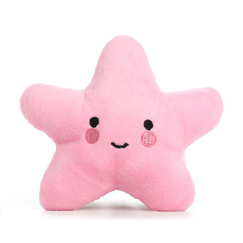 Diy small star smiley face stuffed soft animal dog vocal plush toy for pet chew