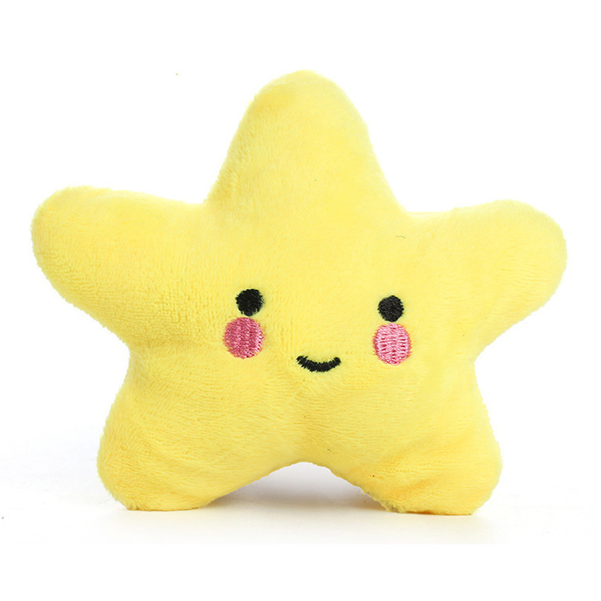 Diy small star smiley face stuffed soft animal dog vocal plush toy for pet chew