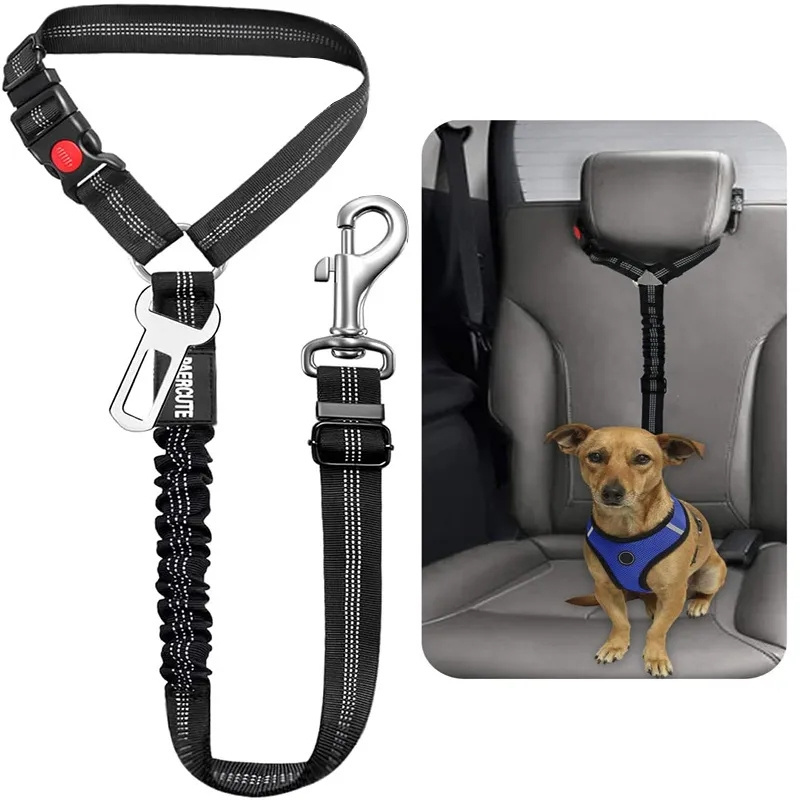 2023 New Solid 2 in 1 Dog Harness Leash Pet Car Seat Belt BackSeat Safety Belt Adjustable for Kitten Dogs Collar Pet Accessories