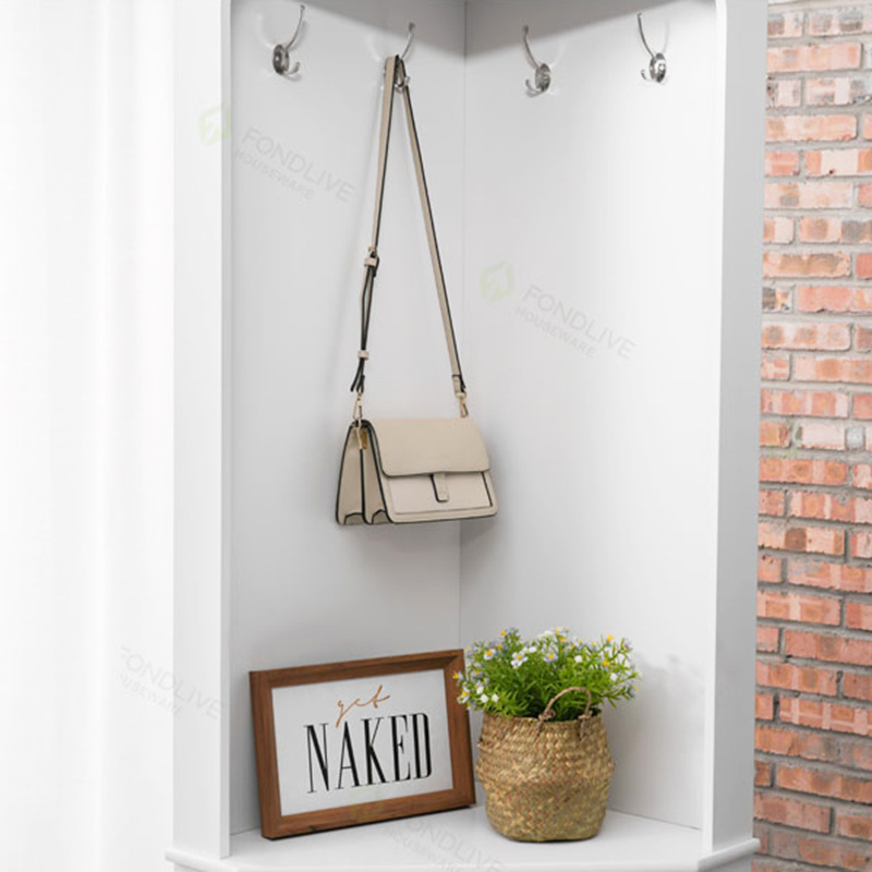 New arrival novel design reasonable wholesale price corner shoe cabinet rack with hook seat for entryways cabinet