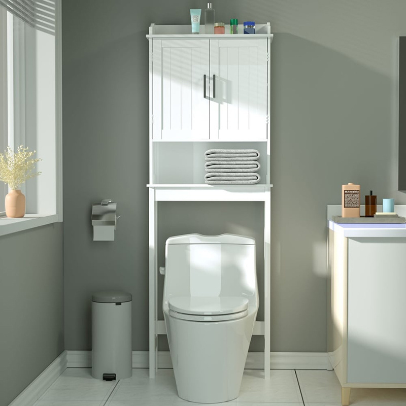 Luxury bathroom small floor standing over the toilet tall thin storage organiser shelf rack cabinet on legs