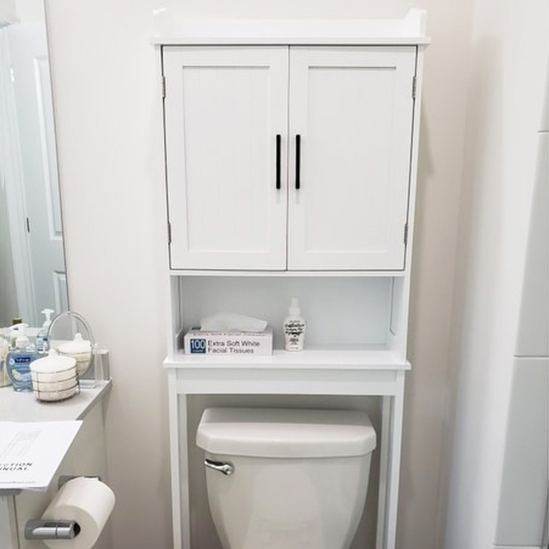 Luxury bathroom small floor standing over the toilet tall thin storage organiser shelf rack cabinet on legs