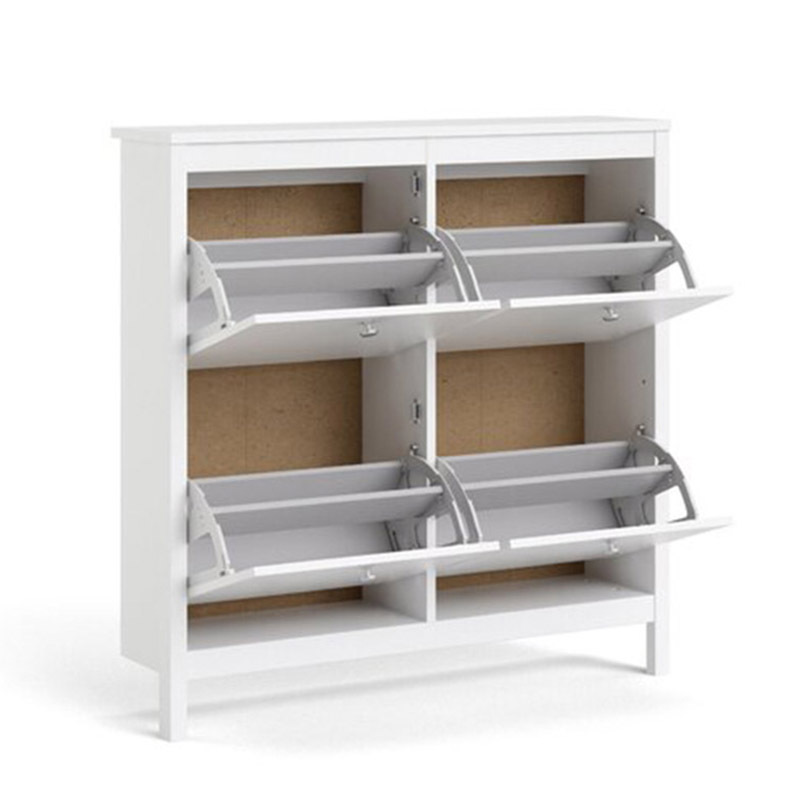 White wood wholesale fashion modern simple entrance hidden mdf 2 tier shoe cabinet rack storage drawer