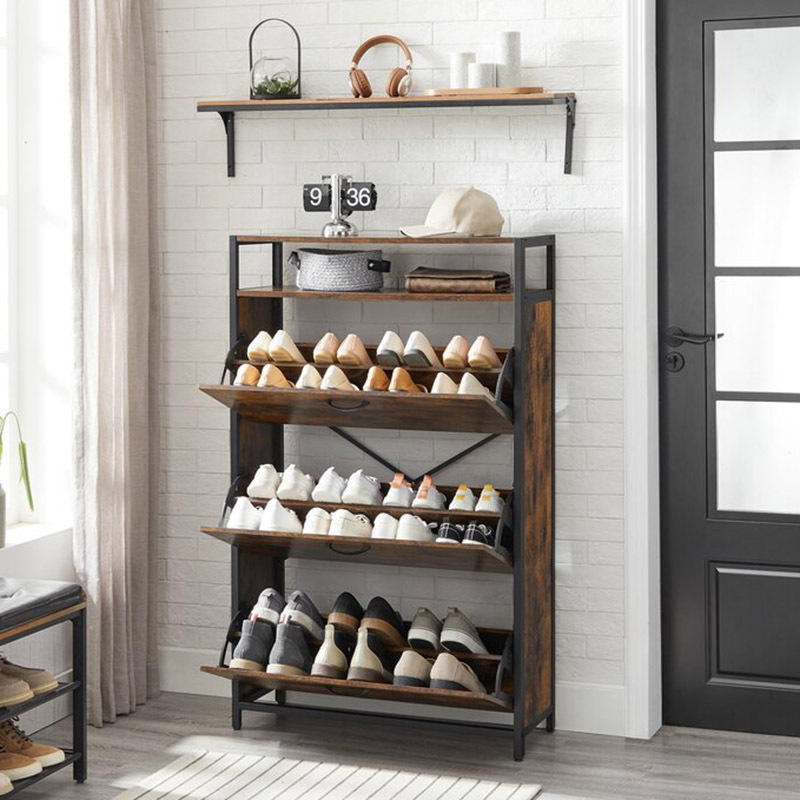 Entrance antique tall 3 tier revolving wooden modern shoecabinet  organizer rack organizer with storage