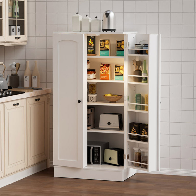 Wooden kitchen room cabinet classic tall pantry unit organizer nordic mdf shelves cupboard furniture