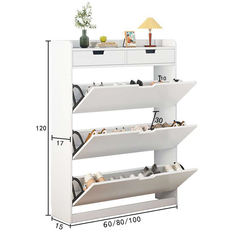 Doorway cheap multi-layer simple wooden storage shoe cabinet rack boot furniture convertible with two drawers