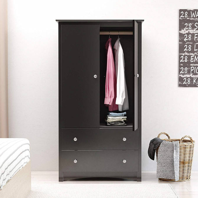 Custom black wood bedroom furniture clothes closet cabinet organizer and storage organization wardrobe with drawer