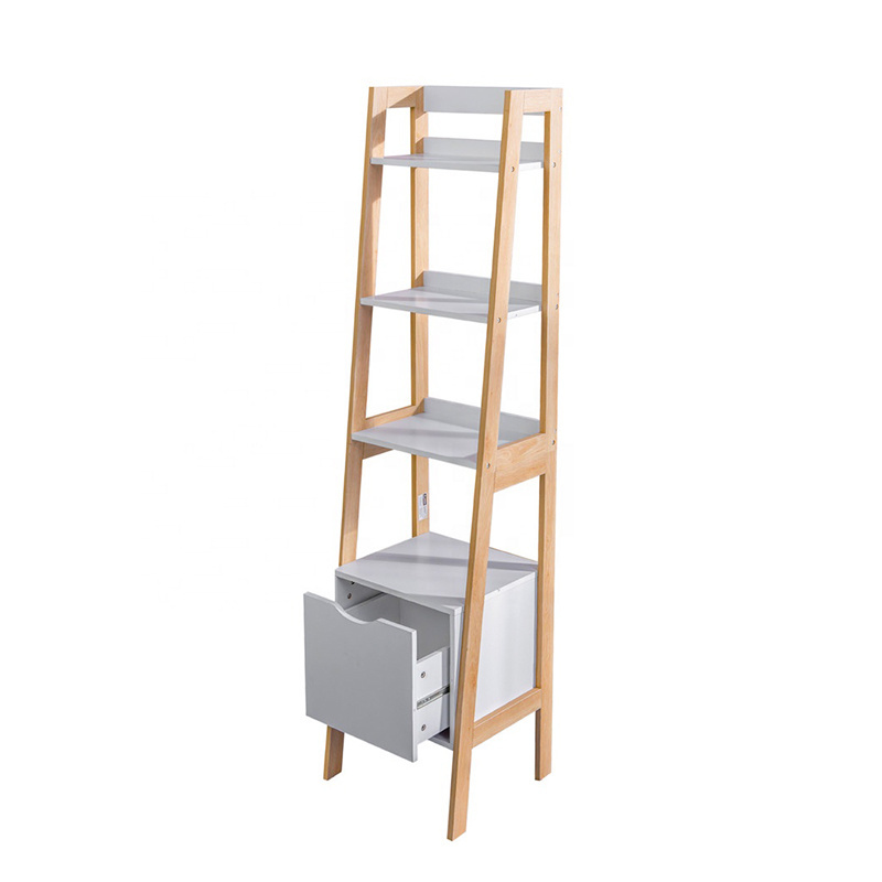 Free samples wooden 4-tier plant stand book shelf display storage holders racks & shelving units with drawer