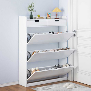 Doorway cheap multi-layer simple wooden storage shoe cabinet rack boot furniture convertible with two drawers