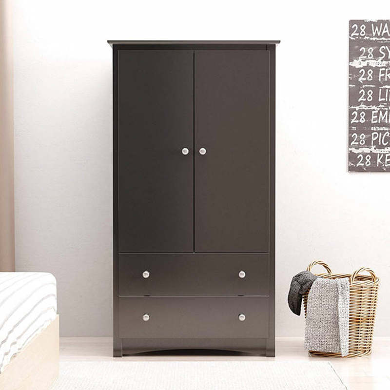 Custom black wood bedroom furniture clothes closet cabinet organizer and storage organization wardrobe with drawer