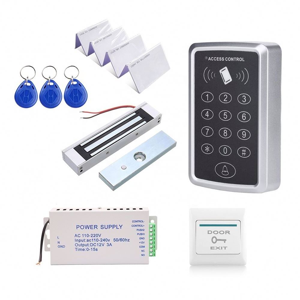 Access Control RFID 180kg Magnetic Lock 12V Power Supply Exit Button Full Set Access Control Kit Door Entry System